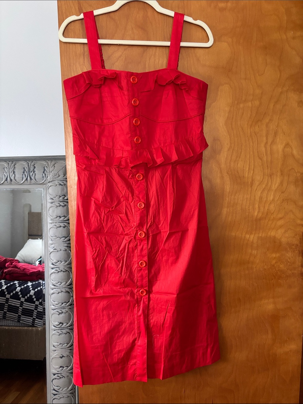 Sea New York Red Ruffle Button-Front Sundress